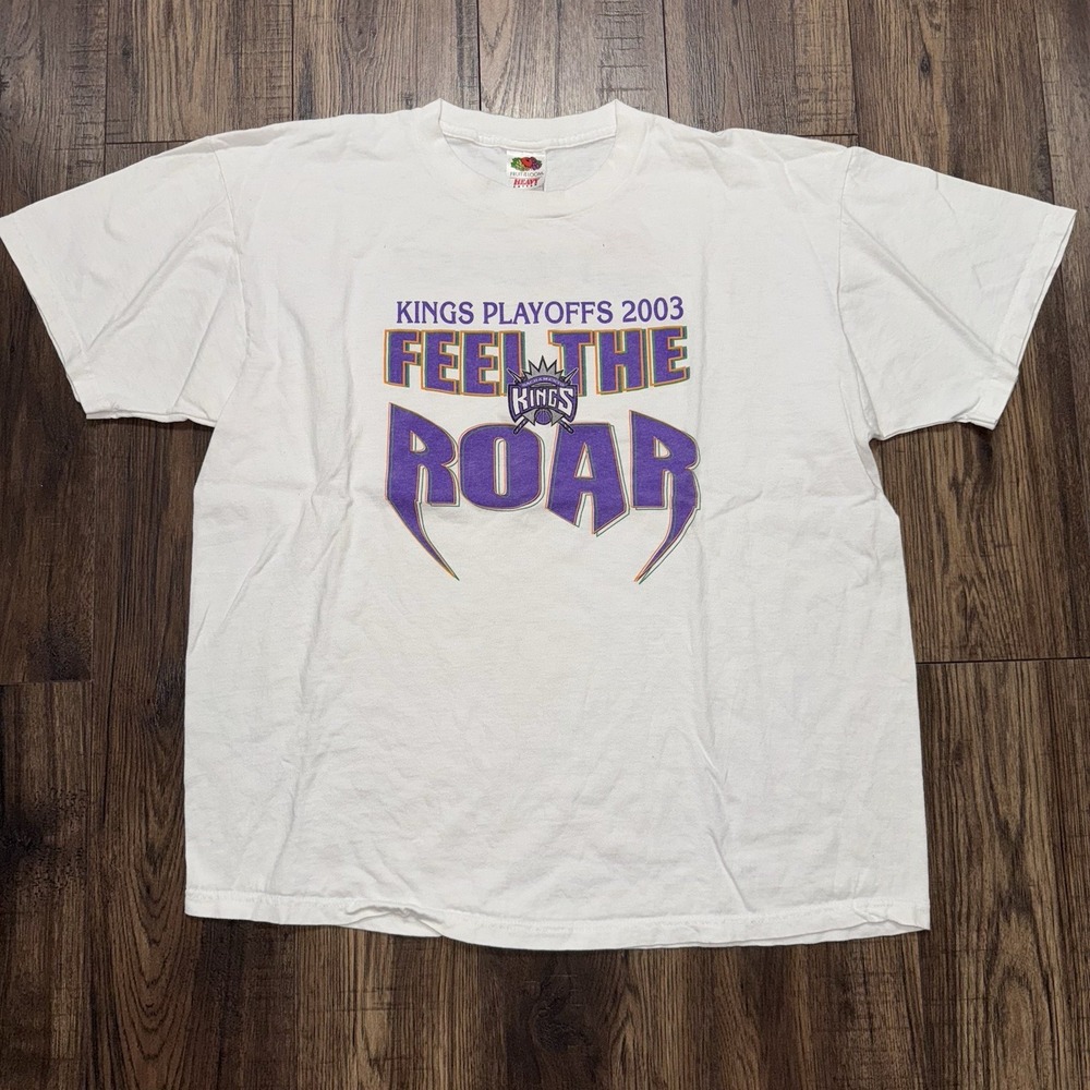 VTG  2003 Sacramento Kings NBA Playoffs Basketball Shirt Sz XL  "Feel The Roar"